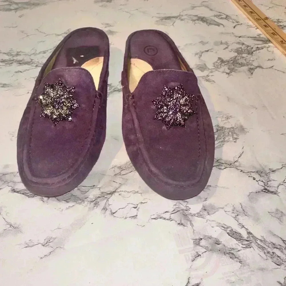 Source Unknown Purple Suede Embellished Mules size 7